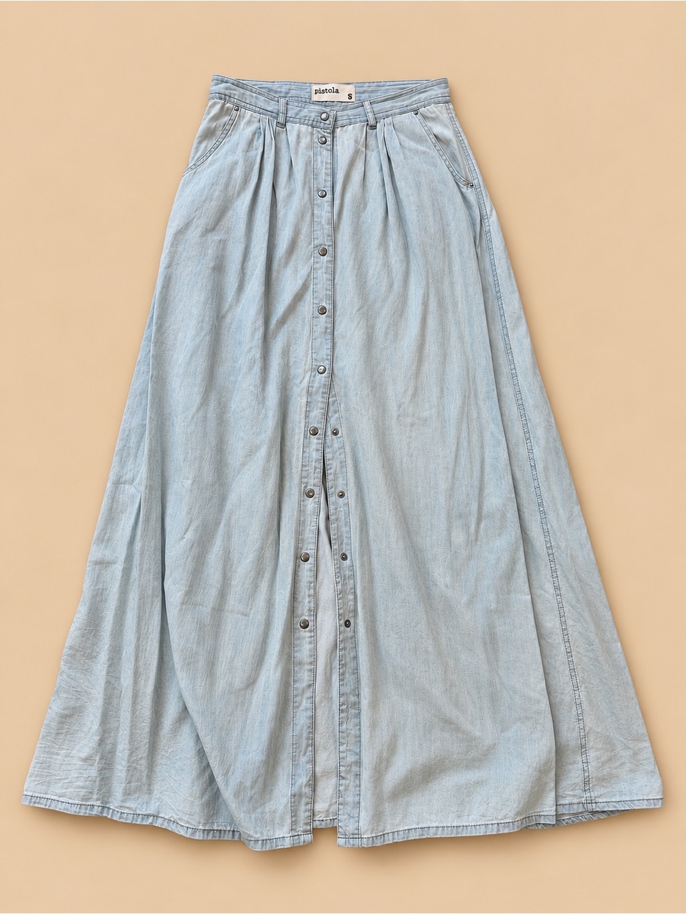 Chambray Button Front Maxi Skirt Size S